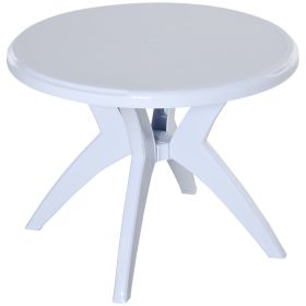 Patio Dining Table with Umbrella Hole Round Outdoor Bistro Table for Garden Lawn Backyard, White (Option: White-945x130x945 mm)