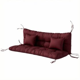 4-Piece Back and Seat Cushion Pillows Replacement and Pillows, Patio Chair Cushions Set with Ties, Wine Red (Option: Wine Red-640x290x290 mm)