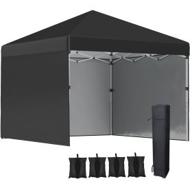 10' x 10' Pop Up Canopy Tent with 3 Sidewalls, Leg Weight Bags and Carry Bag, Height Adjustable, Instant Party Tent Event Shelter Gazebo for Gar (Option: Black-1180x215x260 mm)