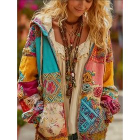 Ladies' Printed Hooded Zip-Up Jacket (Option: Style6-S)