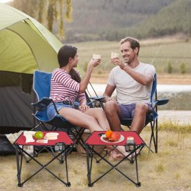 1Pc 2Pc Options Foldable Camping Table Portable Picnic Table Lightweight Travel Desk With 2 Cup Holders Carrying Bag Color Options Black Orange G (Option: 2 Set-Red)