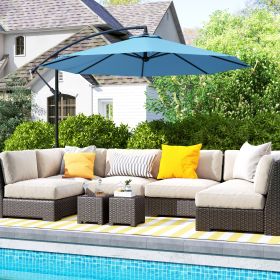 10' Cantilever Tilt Offset Patio Umbrella w/ UV & Water Safe Material & Cross Base (Option: Blue-1960x280x150 mm)