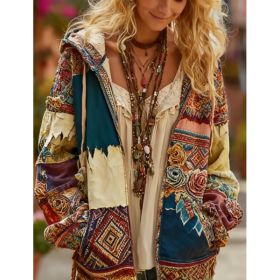 Ladies' Printed Hooded Zip-Up Jacket (Option: Style5-2XL)