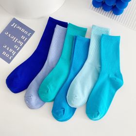 Klein Blue Socks Fashionable Mid-calf Design, Cotton Blend, Moisture-wicking, 6 Pairs,Stylish And Versatile (Option: Blue)
