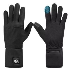 Electric Ski Gloves Liner Polyester Waterproof Hand Warmer Full Finger Heated Gloves For Men And Women (Option: Black-M)