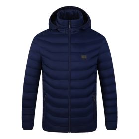 Winter Heated  Plus Size Jacket Electric Heated Clothing (Option: Zone 4single control blue-S)