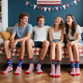 2 Pairs American USA Flag Socks Proud To Be An American Socks Funny Crew For 4th Of July Gift Men Women (Option: 2 pairs)