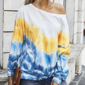 Ladies' Fashionable New Casual Long Sleeved Round Neck Gradient Contrasting Pullover Hoodie Top (Option: MU-M)