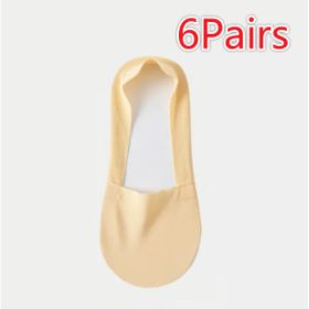 Women's Fashion Silicone Non-slip Shallow Boat Socks (Option: Skin 6Pairs-One size)
