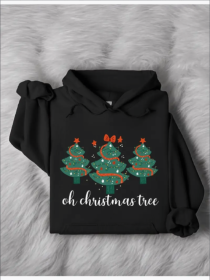 Christmas Tree Hoodie, Happy Holiday Unisex Hoodie, Winter Xmas Hoodie, New Year Hoodie, Merry Christmas Hoodie, Gift For Christmas Lover (Option: Black-S)