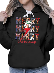 Merry Christmas, Retro Santa Claus, Believe In Santa, Bernard The Head Elf 500g Woman'S Cozy Classic Print Pullover Hoodie, Casual Long Sleeve Mu (Option: Black-M)