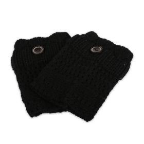 1Pair Women Winter Crochet Knit Leg Warmers (Color: Black)