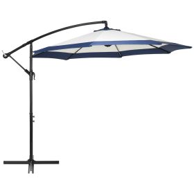 10FT Cantilever Umbrella, Offset Patio Umbrella with Crank and Cross Base for Deck, Backyard, Pool and Garden, Hanging Umbrellas, Navy Blue (Option: Blue-1630x280x150 mm)