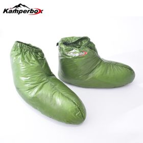Kamperbox Down Slippers Down Socks Camping Down Booties for Sleeping Bag Camping AQ3 (Color: Lowsocks Green)