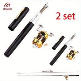 METABEST Premium Aluminum Alloy Pocket-Sized Pen Style Fishing Rod - Compact, Portable, And Ultra-Lightweight For Ice Raft, Bridge, And Travel Fi (Option: W132843552 2pcs)
