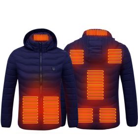 New Heated Jacket Coat USB Electric Jacket Cotton Coat Heater Thermal Clothing Heating Vest Men's Clothes Winter (Option: Blue Zone8-3xl)