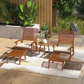 4 Piece Patio Furniture Set (Option: Teak-810x560x425 mm)