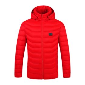 Winter Heated  Plus Size Jacket Electric Heated Clothing (Option: Zone 4single control red-S)
