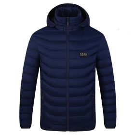 Winter Heated  Plus Size Jacket Electric Heated Clothing (Option: Zone 11double control blue-S)