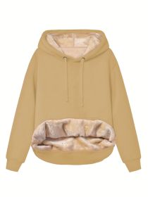 Warm Berber Fleece Pocket Hooded Sweatshirt Coat (Option: Khaki-S)
