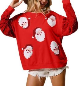 European And American Women's Clothing Christmas Long-sleeved Sweater (Option: Red-L)