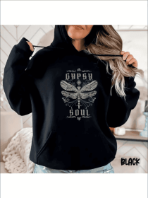 Gypsy Soul Hoodie, Woman's Gypsy Soul Boho Sweatshirt, Gypsy Free Spirit Shirt, Girls Trip Hoodie, Gypsy Spirit Apparel, Gypsy Gift Hoodie (Option: Black-2XL)