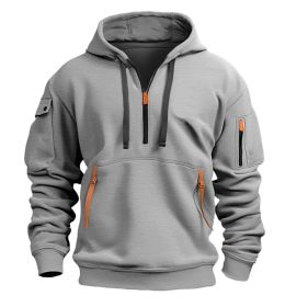 Dropped Shoulder Hooded Sweatshirt Men's Women's Plus Size Loose Pullover Fashion Sweatshirt (Option: Light Gray-S-1pcs)