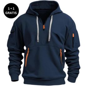 Dropped Shoulder Hooded Sweatshirt Men's Women's Plus Size Loose Pullover Fashion Sweatshirt (Option: Navy Blue-XL-2pcs)