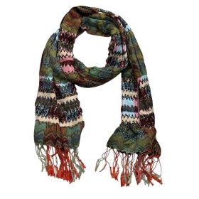 2pcs Long Scarf,Nature-inspired Jacquard Green Leaf Motif Scarf,vacation,daily Life,evening Party,Office Appropriate Subtlety For Women Men,for C (Option: 1pcs)