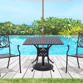 36" Square Patio Dining Table with 2" Dia Umbrella Hole (Option: Black-965x965x95 mm)
