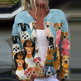 3D Digital Printing Cardigan Knitted Coat (Option: HWJ165612-S)