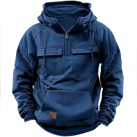 Men's Solid Color Casual Sweatshirt (Option: Navy Blue-S)