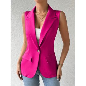 Women's Sleeveless Vest Blazer Casual Open Front Work Office Tops Jacket (Option: Rose red-S)