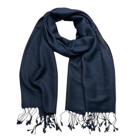 2pcs Navy Herringbone Texture Jacquard Weave Mimics Luxury Fabrics,Versatile Everyday Scarf ,Pairs With All Casual Outfits,Office Appropriate Sub (Option: 1pcs)