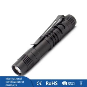 Mini Pen-Shaped Small Flashlight Aluminum Alloy Waterproof with Pen Clip Gift Lamp Small Flashlight (Body Color: Black)