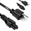 5 Core 12ft 3 Prong Non-Polarized AC Wall Power Cable Cord for HP Dell Samsung Sony Asus Acer Toshiba Laptop Charger LED LCD Monitor Replacement Power