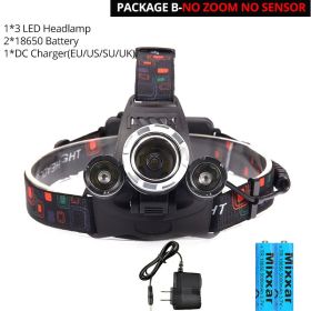 ZK25 Powerful LED Headlight headlamp 5LED T VI Head Lamp 8000lumens Torch head light 18650 battery Best For Camping/fishing (Plug Type: us, Emitting Color: Option B)