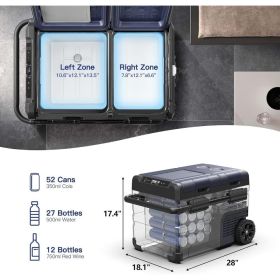 12V Portable Refrigerator, 48 Quart(45L) Car Fridge, RV Refrigerator, Cooler WIFI APP Control 12/24V DC and 100-240V AC(2 Doors) (Color: 37 Quart (2 doors))