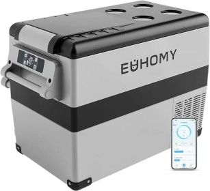 EUHOMY Car Refrigerator, 55Liter(59qt) RV Refrigerator with 12/24V DC & 110-240V AC, Portable freezer fridge cooler (Gray) (Color: 48 QT  Refrigerator)
