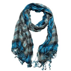 2pcs Extra Long Scarf,Turquoise Jacquard Crinkle Scarf,Cool Tone Jacquard Pattern On Crinkle Base,Versatile Everyday Scarf ,Pairs With All Casual (Option: 1pcs)