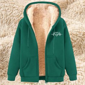 Men's Fleece Hoodie With Fleece Lining, Thick And Warm For Winter, Lamb Fleece For Autumn And Winter (Option: 21 Dark Green-M)