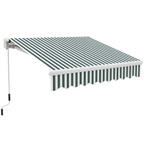 8' x 6.6' Patio Retractable Awning, Manual Exterior Sun Shade Deck Window Cover, Green Striped (Option: Green, White Stripes-1360x280x190 mm)