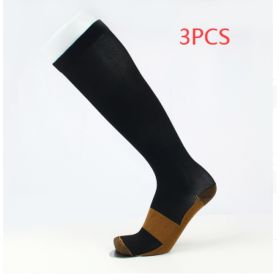 Copper Fiber Long Tube Compression Socks (Option: 3pcs Black-XXL)