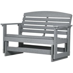 Patio Glider Bench w/ HDPE Slatted Double Rocking Chair, Light Gray (Option: Light Gray-1200x280x715 mm)