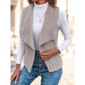 Waterfall Collar Open Front Vest Coat (Option: Apricot-S)