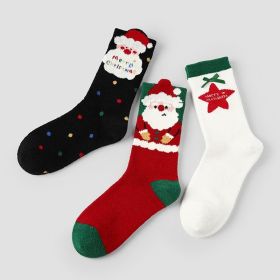 Holiday Collection Fall Or Winter Christmas Cotton Socks Women's Mid-Calf Socks With Festive Designs (Option: Red White Black)