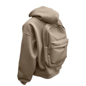 Backpack Men's Loose Sports And Leisure Hooded Zipper Sweatshirt (Option: Khaki-S)