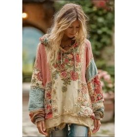 Vintage Hooded Jacket Versatile Lace-up Printed Sweatshirt (Option: Style1-M)