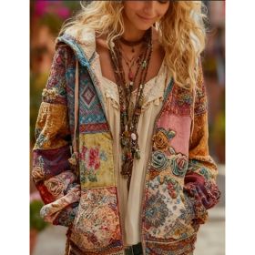 Ladies' Printed Hooded Zip-Up Jacket (Option: Style2-2XL)