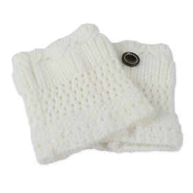 1Pair Women Winter Crochet Knit Leg Warmers (Color: White)
